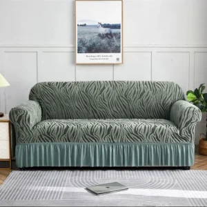 Zebra Velvet Sofa Cover (Coral Green Colour)