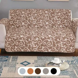 Cotton Quilted Printed Sofa Cover ( Copper Print)