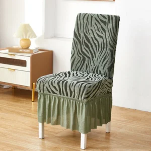 Zebra Velvet Frill Chair Cover (Green Color)
